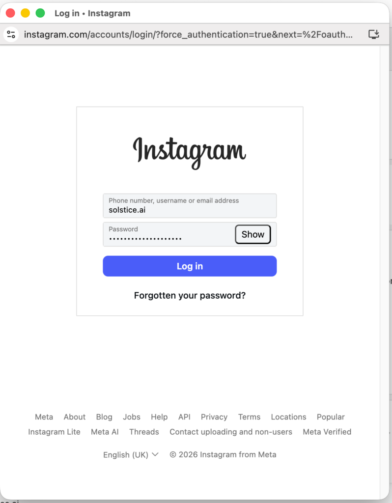 Login with instagram account